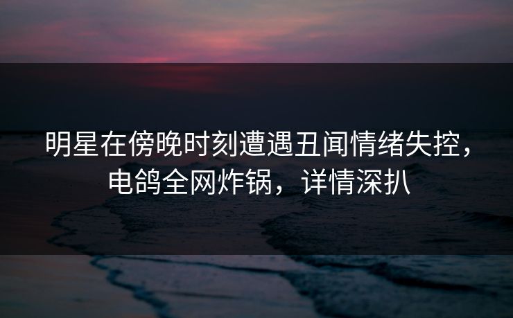 明星在傍晚时刻遭遇丑闻情绪失控，电鸽全网炸锅，详情深扒