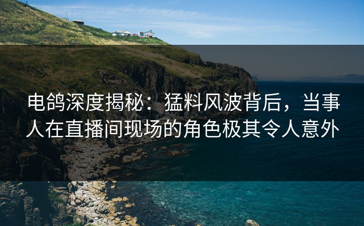电鸽深度揭秘：猛料风波背后，当事人在直播间现场的角色极其令人意外