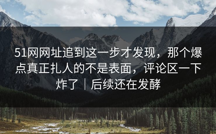 51网网址追到这一步才发现，那个爆点真正扎人的不是表面，评论区一下炸了｜后续还在发酵
